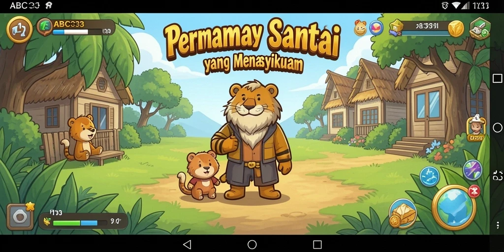 Screenshot utama gameplay <strong>ABC33</strong> yang menunjukkan tantangan dan antarmuka yang cerah.