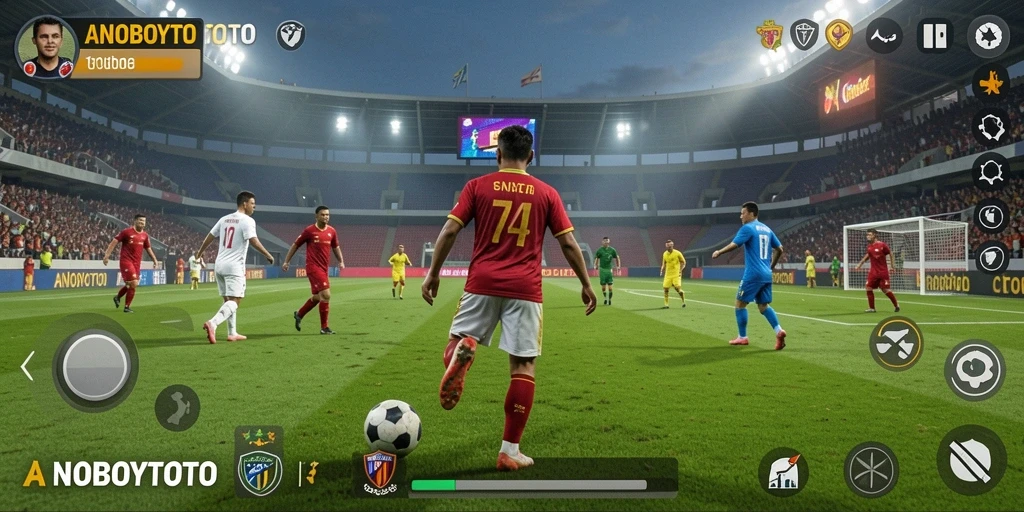 Tampilan menarik ANOBOYTOTO dengan gameplay sepakbola yang seru.
