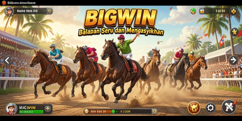Tampilan seru dari gameplay balapan di BIGWIN.