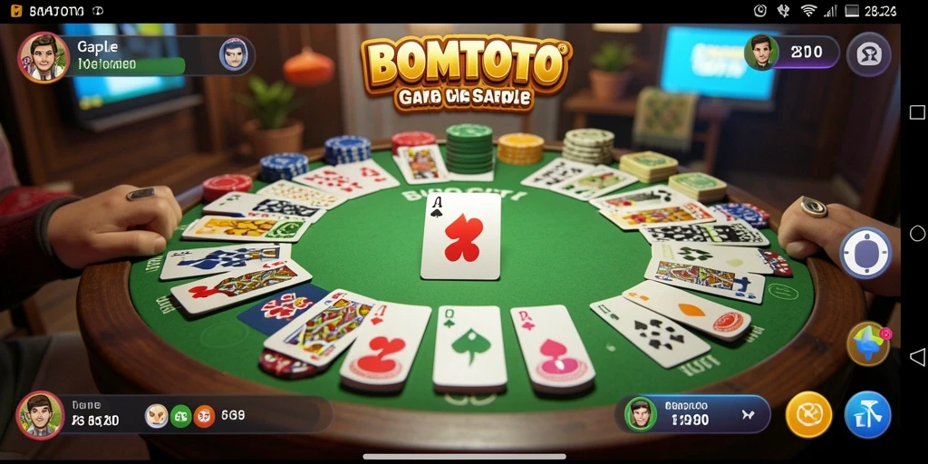 Screenshot gameplay BOMTOTO menampilkan suasana permainan Gaple yang seru.