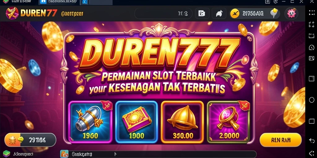 Screenshot utama DUREN777 menampilkan aksi gameplay slot yang mengasyikkan.
