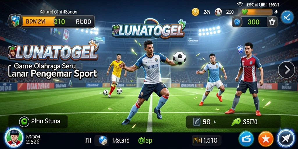 Screenshot dari gameplay LUNATOGEL yang menunjukkan aksi seru olahraga.