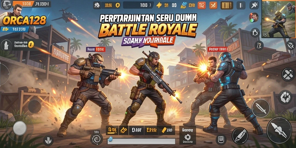 Tampilan gameplay <strong>ORCA128</strong> yang memukau di dalam arena pertarungan.
