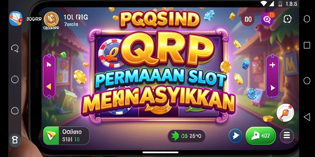 Screenshot menunjukkan antarmuka permainan Slot QQRP yang penuh warna.
