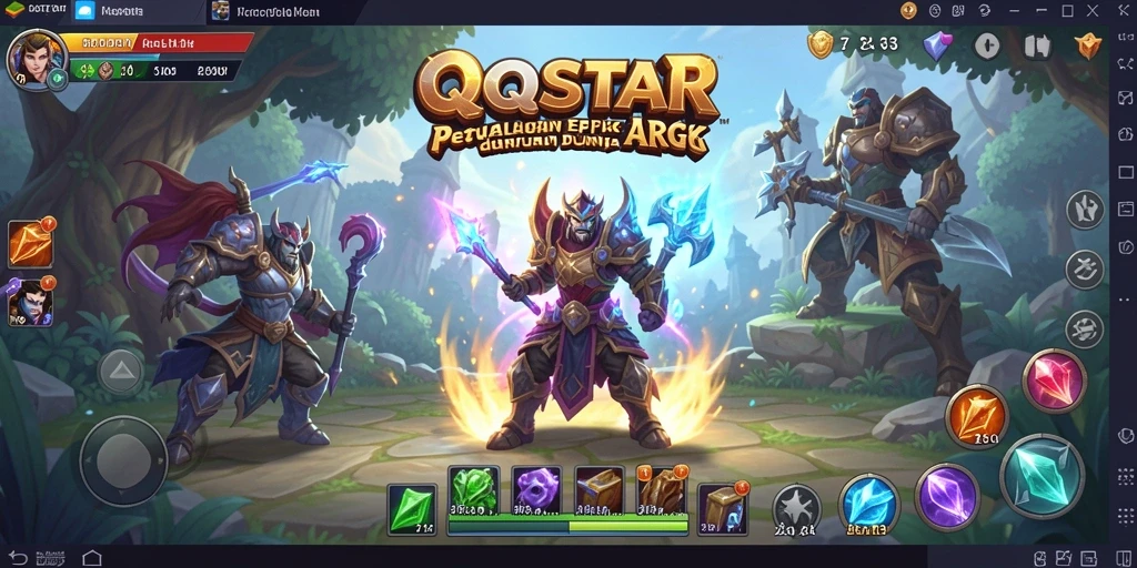 Screenshot gameplay QQSTAR menampilkan aksi seru dalam pertarungan ARPG.